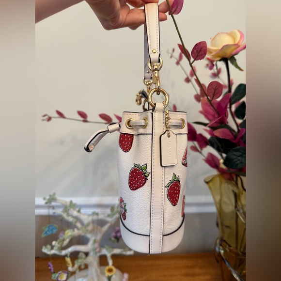 NWT Coach Mini Bucket Bag With Strawberry Print 🍓💕CAL11 - Picture 5 of 7